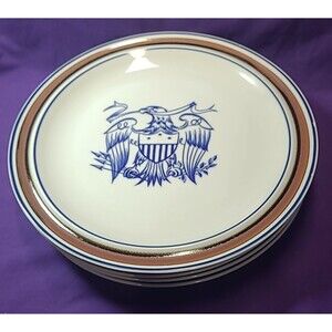 4 Vintage Salem Stoneware Dinner Plate Georgetown Eagle Pattern 10.25" D Retired